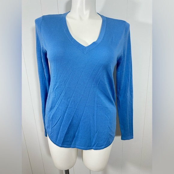 Lauren Ralph Lauren Sweaters - Lauren Ralph Lauren Pullover Knit V-Neck Blue Sweater Womens Sz L Modal Silk